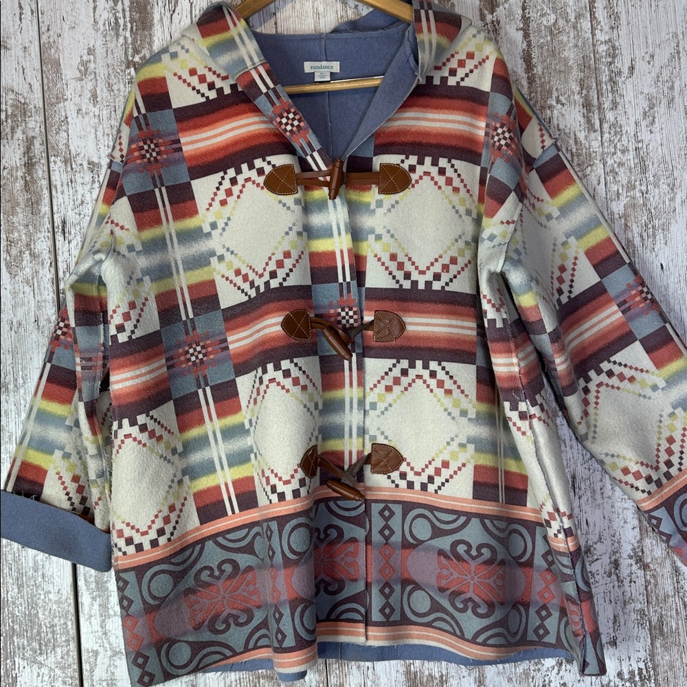 Sundance Multicolor Patterned Cape with Toggle Cl… - image 8